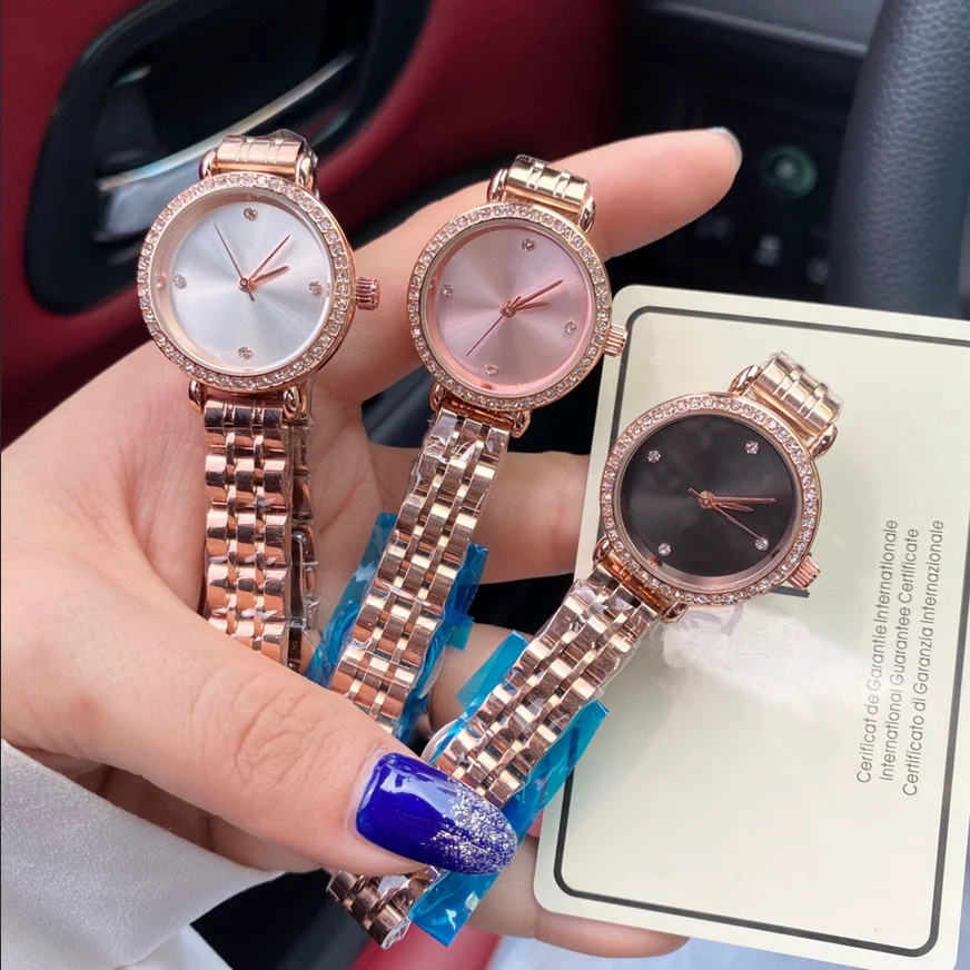

Women's Luxury Designer Watches Female Fashion Rose Gold Diamond Watch Round Dial Stell Strap Quartz Wristwatches Relogio Reloj