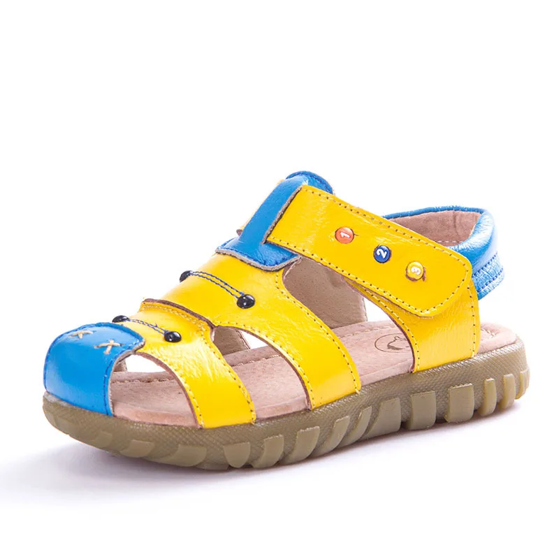 100% кожаные летние сандалии для мальчиков белые синие детские детская пляжная