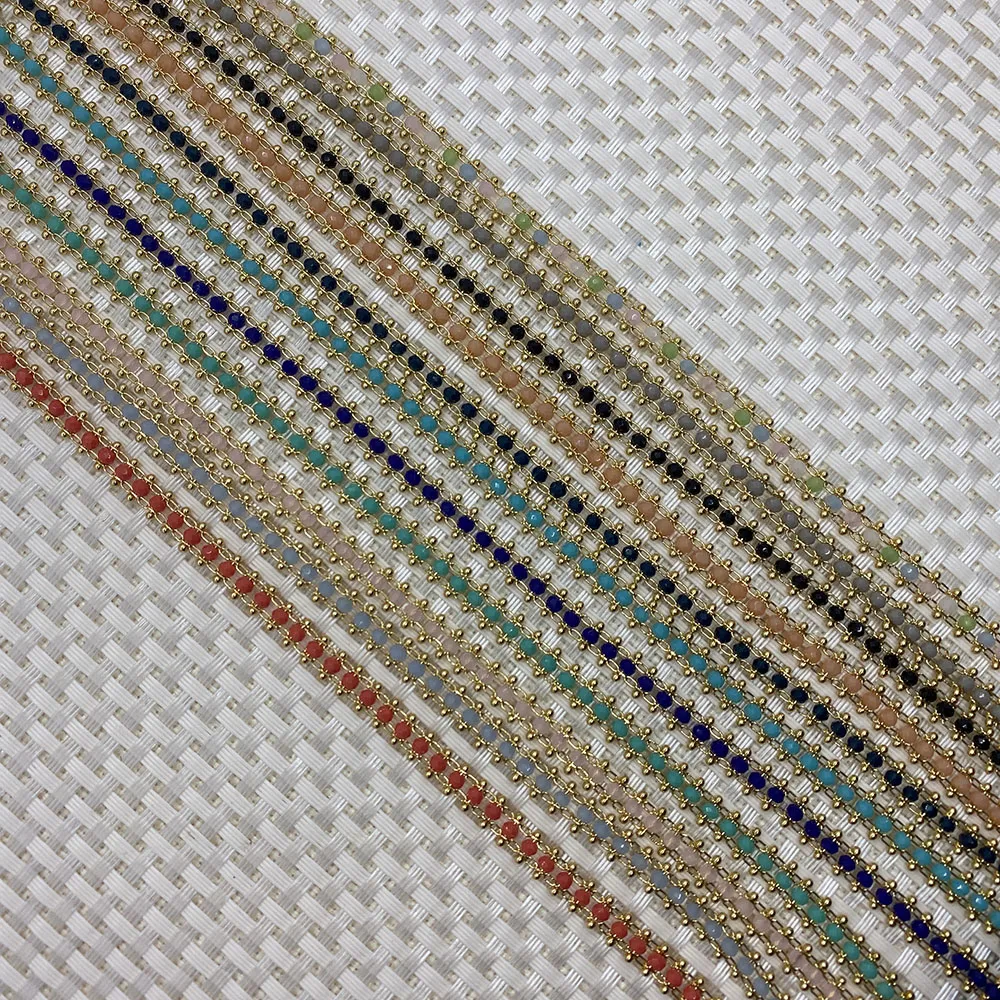 Glass Crystal Handmade Chain Rosary Copper Fashion Necklace Bracelet Jewelry Lady Gift Accessories 1meter | Украшения и