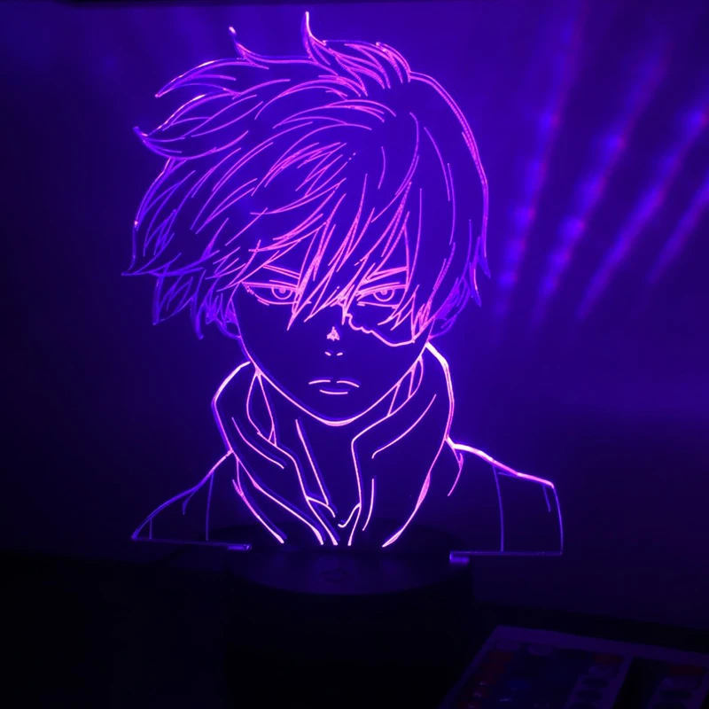 

Led Nachtlampje Lampanime Mijn Hero Academia Shoto Todoroki Gezicht Ontwerp Voor Kids Kind Jongens Slaapkamer Decor Acryl