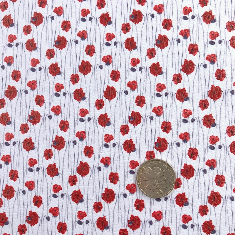 Новый Радужный 30x2 2 см/A4 красный цветок мака ПУ 1 0 мм искусственная кожа винтажный