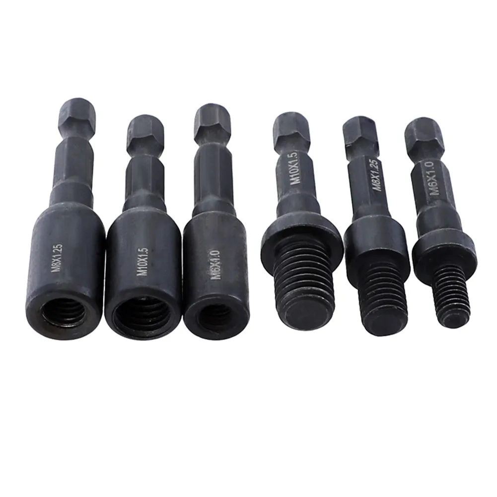 

6Pcs Cr-Mo Self-Tapping Socket Adapter Set For 6mm/8mm/10mm Insert Nuts Or Hanger Bolt Power Drill Tools 1/4 Inch Hex Shank