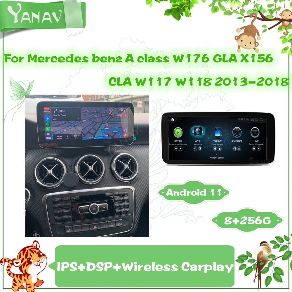 

Автомагнитола 256G Android для Mercedes benz A class W176 GLA X156 CLA W117 W118 2013-2018, GPS-навигатор, магнитофон, mp3-плеер
