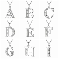 new stainless steel zircon a z alphabet pendant chain necklace punk hip hop style fashion woman man initial name jewelry
