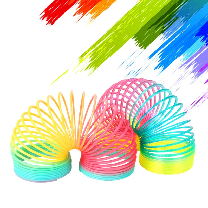 

Uaincube Fashion Colorful Rainbow Circle Folding Plastic Spring Coil Stress Relief Fidget Toys For Children Creative Educational