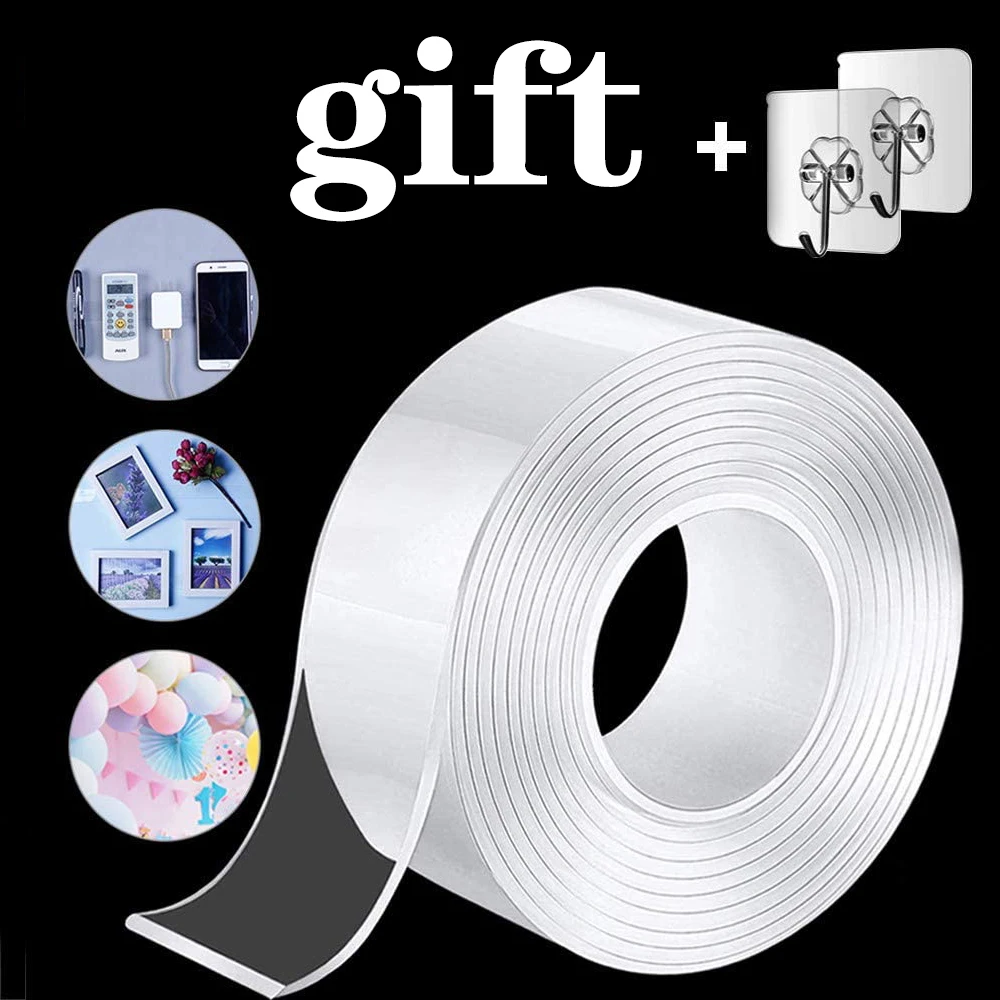 

Nano tape double-sided tape transparent NoTrace reusable waterproof tape can clean household gift hook