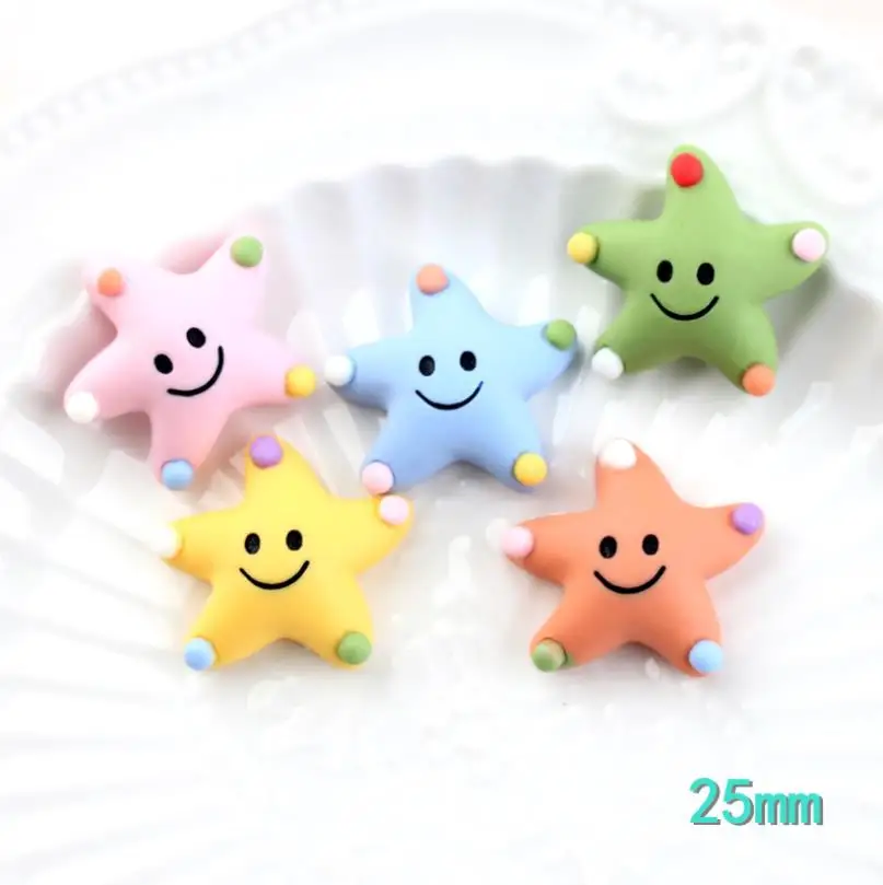 

Кавайные звезды улыбка Морская звезда Смола пять звезд с плоским основанием Кабошон Художественное украшение очаровательное ремесло DIY ак...