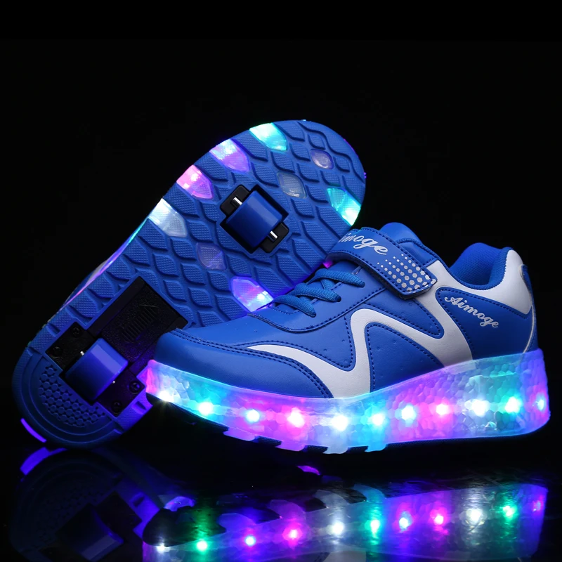 New Children Roller Skate Shoes Boys Girls Automatic Jazzy LED Lighted Flashing Skates Kids Sneakers With One/Two Wheels | Детская