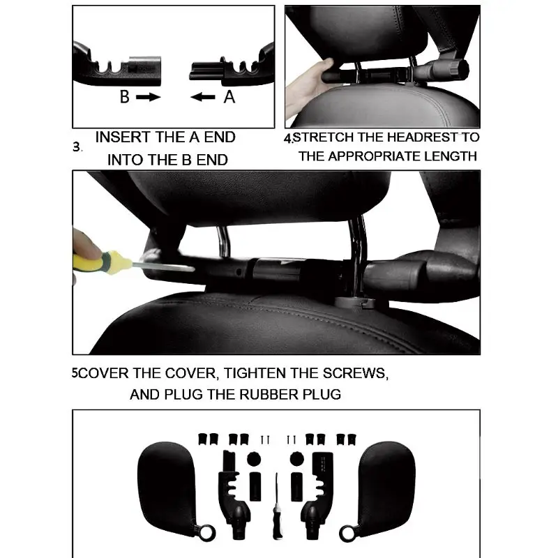 

Universal Headrest Car Seat Head & Neck Support Pillow Both Sides Leather