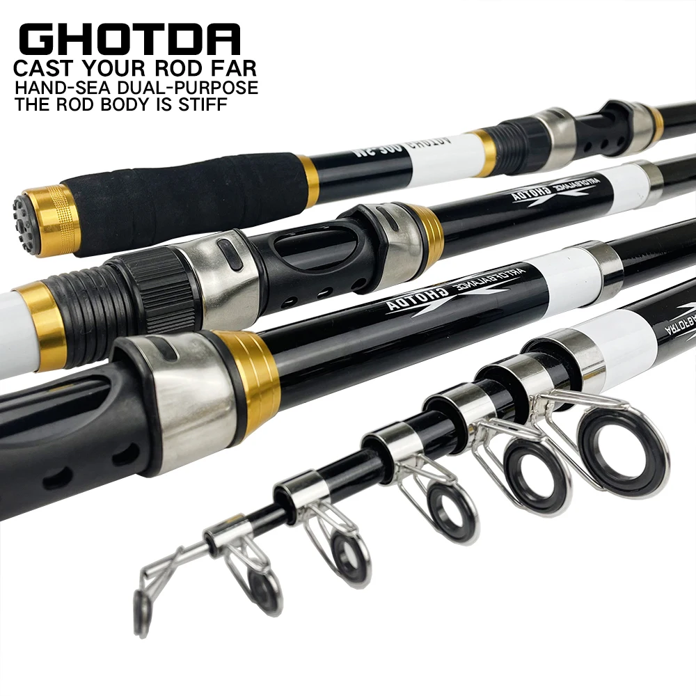 Fishing Rod 2.1-3.6m Or Carbon Telescopic Rod Combo Travel Spinning Rod And Reel Set DC1000-5000