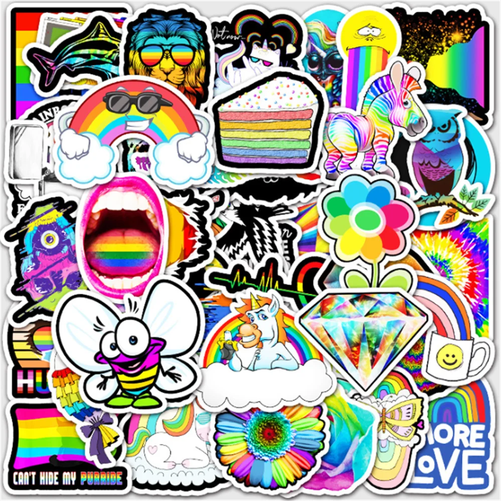 

10/30/50PCS Cartoon Rainbow Series Graffiti Decoration Guitar Laptop Suitcase Waterproof Sticker Toy Wholesale