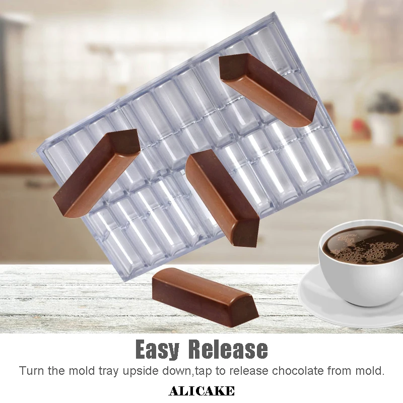 

Polycarbonate Chocolate Molds Thick Food Grade Mould For Chocolate 20 Cavity 25g 80*20*16mm Bar Chocolate Baking Tools