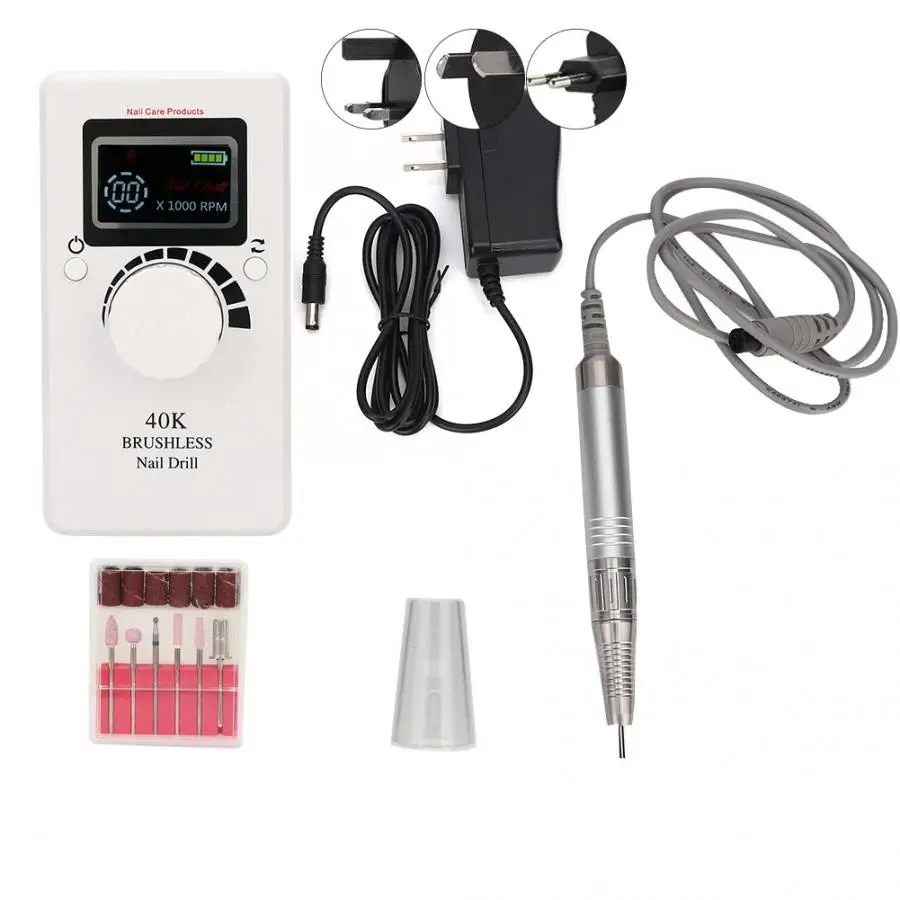 Электрическая дрель для полировки ногтей 40000 об./мин. 80 Вт набор инструментов