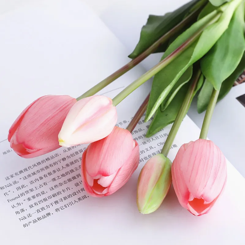 

Luxury Silicone Real touch Tulips Bouquet decorative Artificial Flowers living room decoration flores artificiales