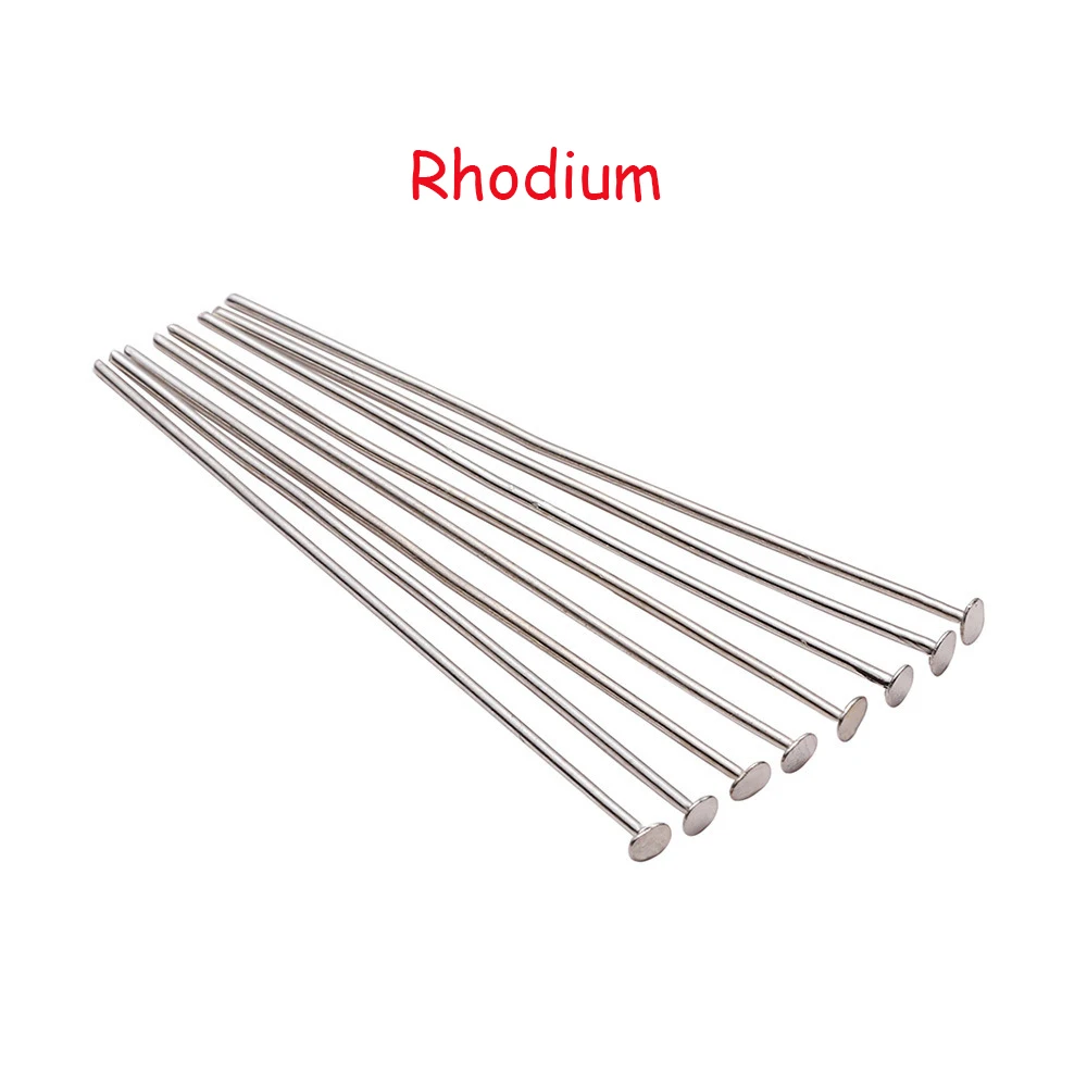 Rhodium 200 шт./партия 20 25 30 40 50 60 70 мм Плоские Шпильки для головы бусины Подвески шпильки для ювелирных изделий Изготовление DIY ювелирных изделий - Цвет: Rhodium
