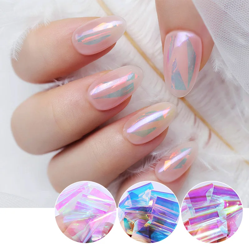 Фольга для ногтей набор красочная стеклянная Бумага конфеты цвета дизайн перевод рисунка наклейки модные