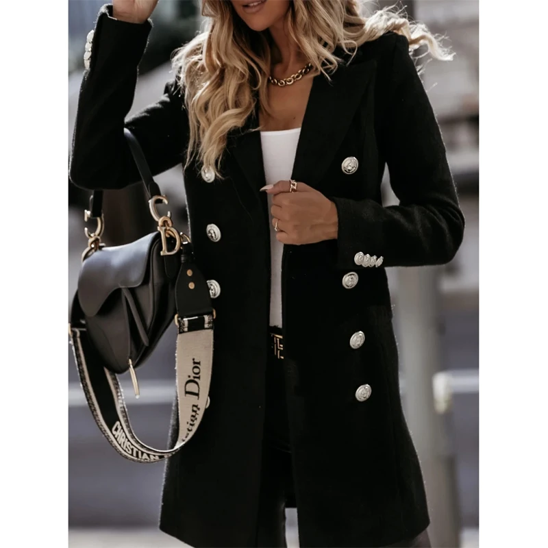 

White Woman Jacket Spring Autumn Casual Long Trench Coat Women Double Breasted Slim Elegant Coat Oversize Streetwear