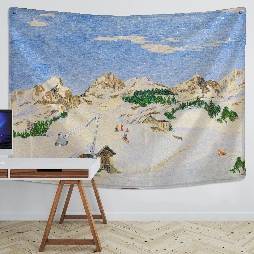 Картина маслом Печать гобелен зимние Лыжный Спорт Тур палатка Одеяло Декор дом
