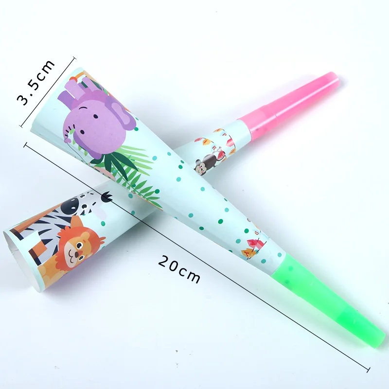 6pcs Horn Мультфильм Сафари вечерние животных одноразовая посуда наборы детских празднований дня рождения джунгли вечерние поставки для маленьких мальчиков пользу ко дню рождения - Цвет: 6pcs Horn