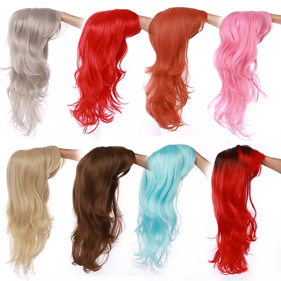 Длинные волнистые парики S noilite для косплея красные зеленые розовые черные синие