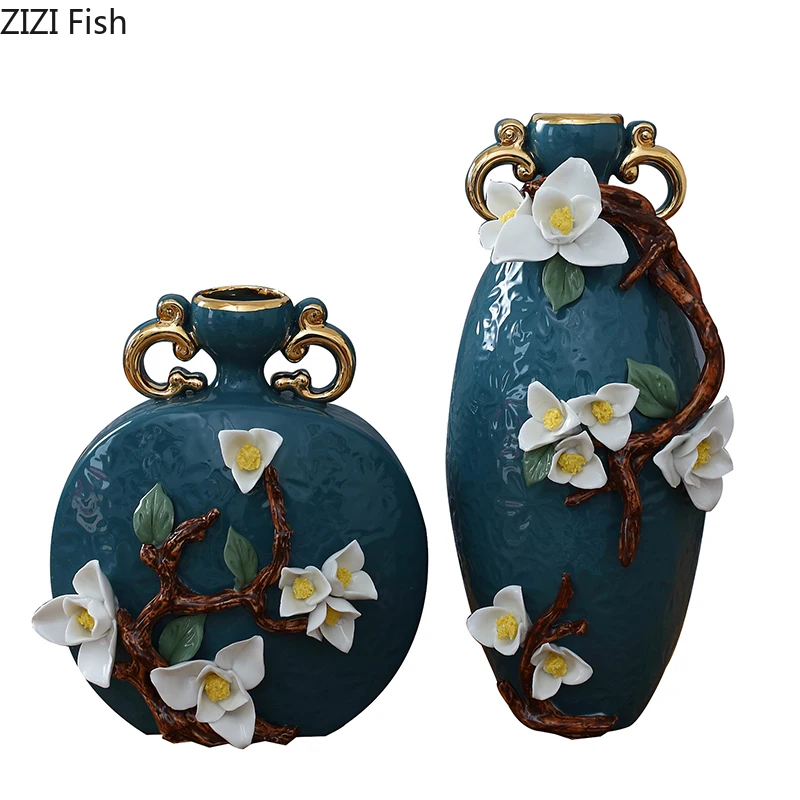 

VINTAGE HOME DECOR CERAMICS VASE FLOWER POT FLORAL DRIED FLOWER STEREOSCOPIC RELIEF VASES DESKTOP ORNAMENTS HOME DECORATION