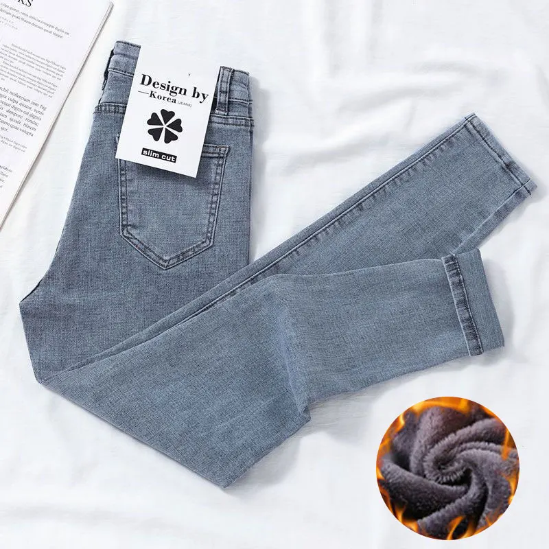 

Thicker Plus Velvet Wool Fleece Female Leggings Winter Skinny Women Pencil Pants High Elastic Stretch Oversize Thermal Trousers