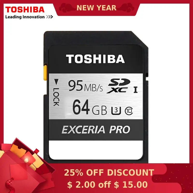 Карта памяти Toshiba UHS U3 64 ГБ 95 МБ/с./с SDXC SD карты 4K флэш-память EXCERIA PRO цифровая