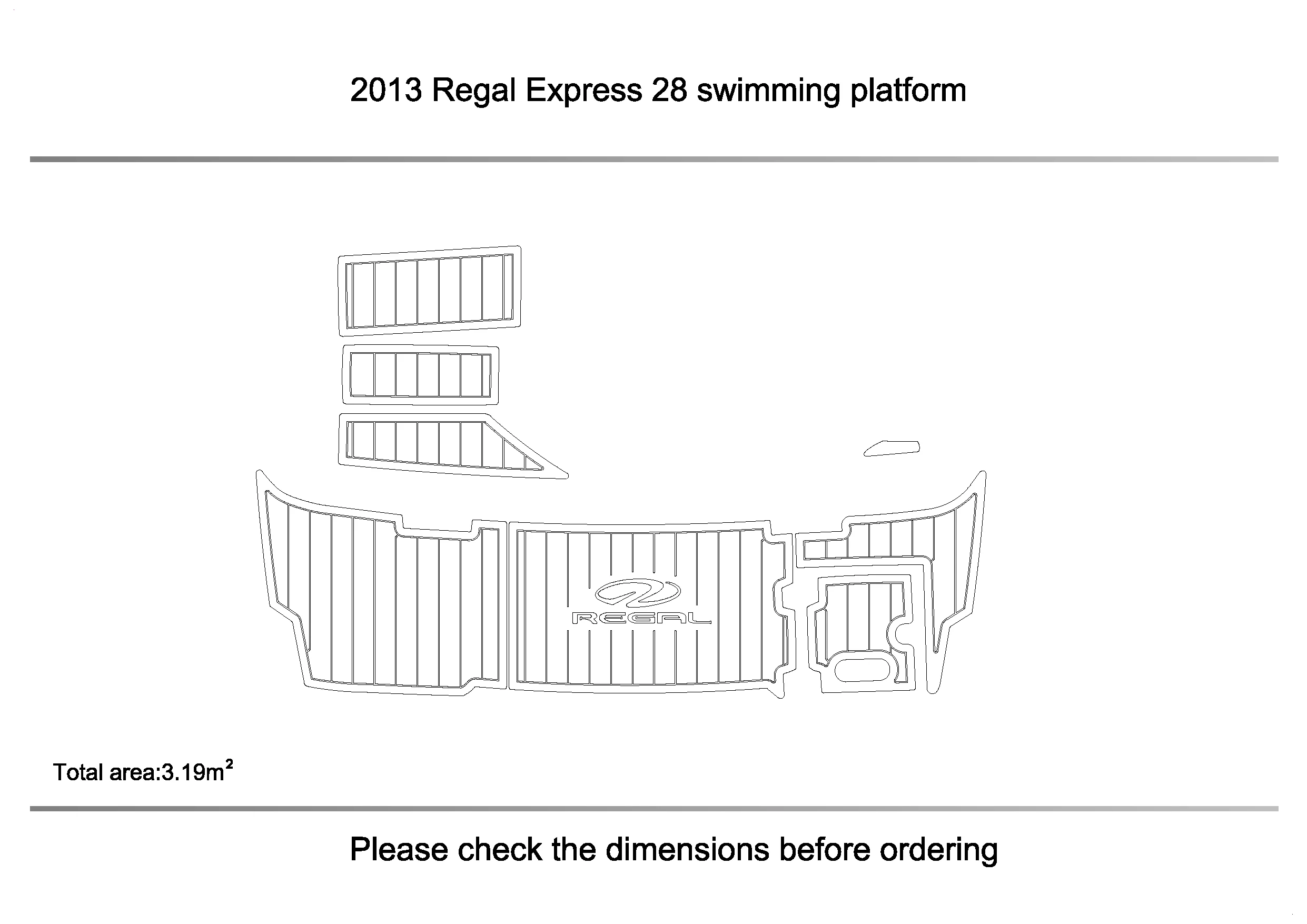 2013 REGAL 28 Экспресс коврики для плавательной платформы 1/4 дюйма 6 мм EVA Тиковый