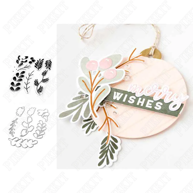 

Pretty Leaves Metal Cutting Dies And Clear Stamps Cut Die Mold Blade Knife Punch Scrapbook Paper Craft