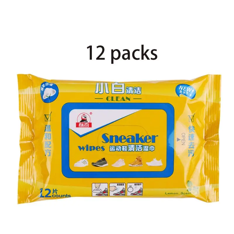 

12 Counts/Bag Travel Portable Disposable Sneaker Wet Wipes Leather Shoes Sandals Cleaning Tissue Marks Eraser