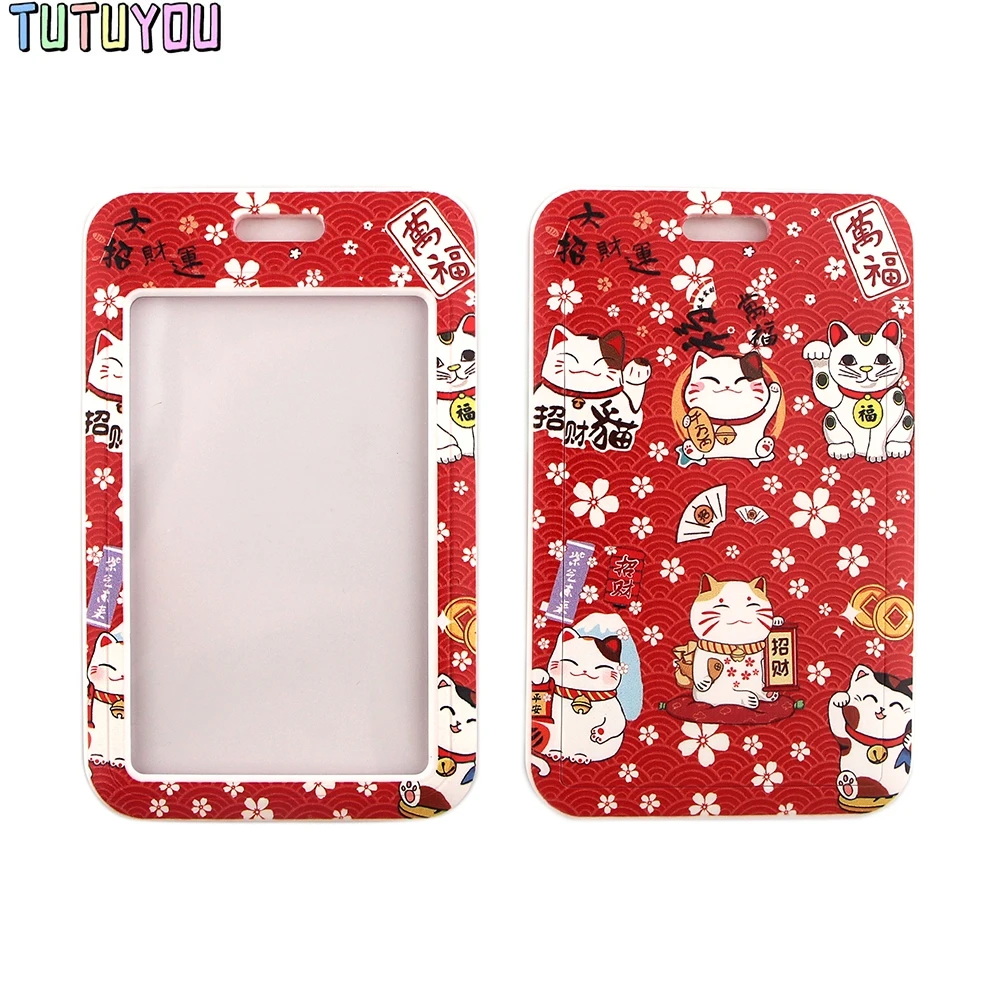 

1 шт. PC2690 красный шейные платки Lucky Cat модные шнурки держатель значка автобус чехол покровный держатель для банковской кредитной карты ювелирные изделия