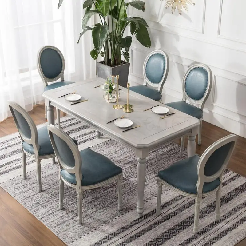 Европейский обеденный стул из твердой древесины американский деревенский Ретро