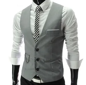 Жилет мужской деловой повседневный, приталенный Блейзер без рукавов, пиджак для выпускного вечера