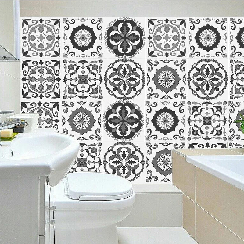 

Mosaic Self Adhesive Tile Backsplash Wall Sticker Vinyl Bathroom Kitchen Home Decor grey color H1111