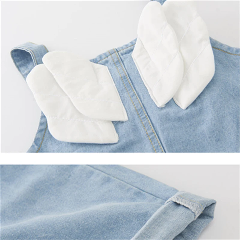 

Cute Girls Sets New Long Sleeve Shirt + Denim Overalls with Wings Sweet 2 Piece Baby Girls Clothes Suit Casual Kids Teen Outfits