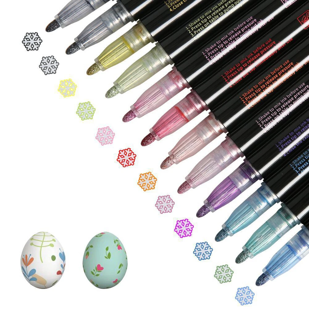 

12 Marker Pen for Highlight Painting Kit for Painting Rocks Pebbles Glass Water Based Waterproof Acrylic Paint Pen H-bes