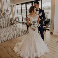 romantic mermaid wedding dresses 2020 off shoulder sweetheart tulle wedding gowns backless bride dress lace bridal gown