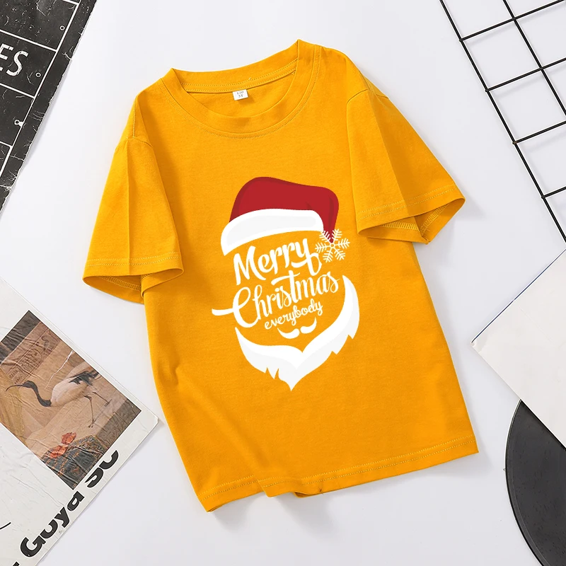 

Summer New Boys And Girls Clothes Short Sleeve Harajuku Kawaii Cartoon Santa Claus Print T-Shirt Casual Kids Cotton T Shirt Tops