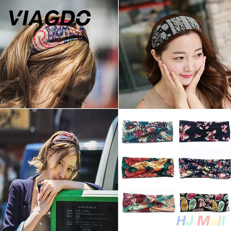 

Twisted Headband Women Wrap Hair Yoga Flower Elastic Cotton Stretch