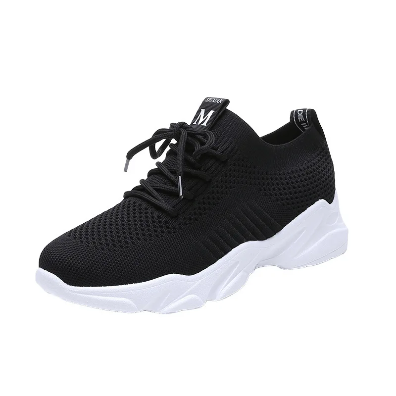 

Sports shoes women's shoes black flat-soled shoes Korean breathable mesh shoes casual shoes knitted spring and summer new