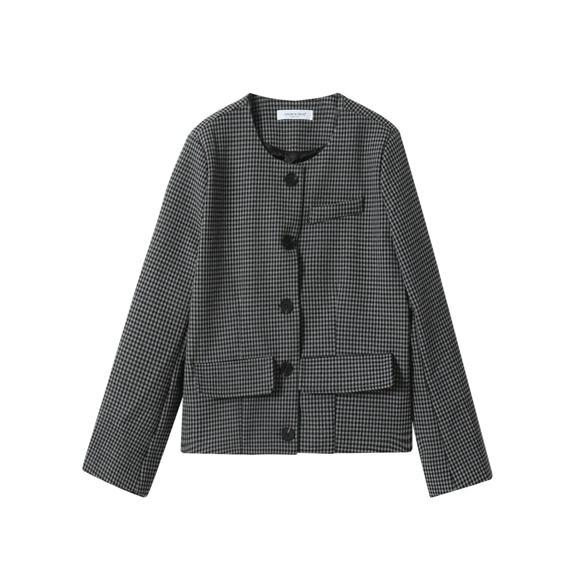 

Oufan fine Plaid woolen coat 2021 new women's autumn winter coat Korean version small top