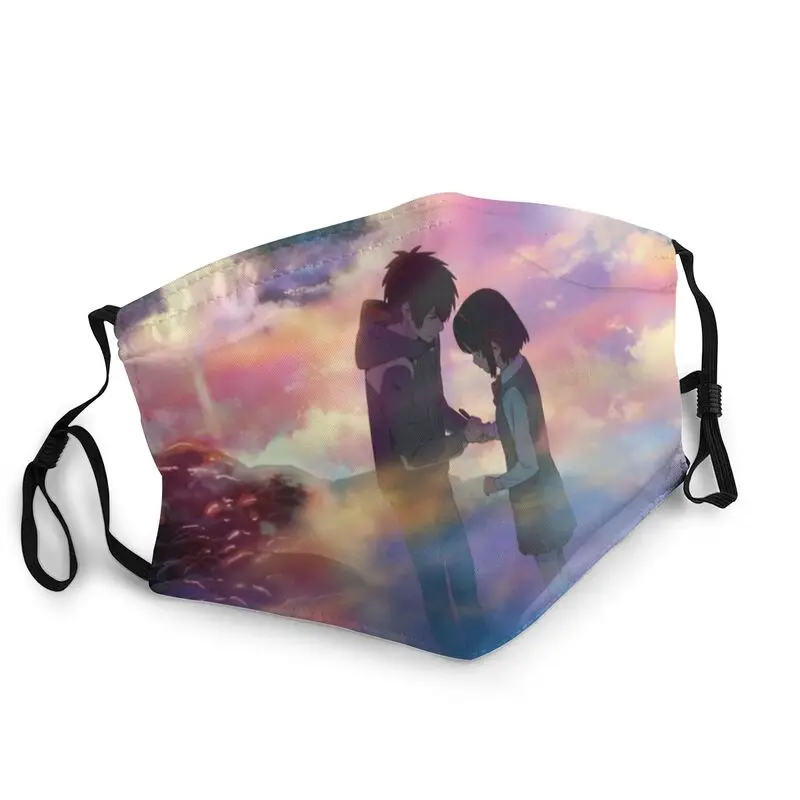 

Короткая футболка с героями из японского аниме «Ваше имя дышащие сандалии с открытым носком и уход за кожей лица маска для взрослых, унисекс...