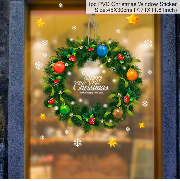 Window sticker 8 Merry Christmas Noel серьги кулон Рождественский подарок украшения Рождественский Декор для дома Новогодний подарок Navidad Natal - Цвет: Window sticker 8
