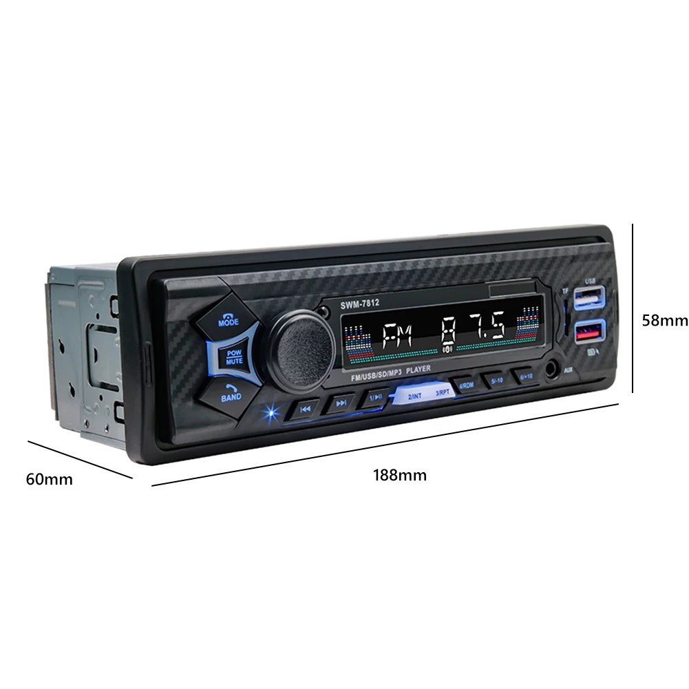 SWM-7812 Car Radio Stereo Player BT5.0 Car MP3 Player 60W FM Radio Stereo Audio Music USB/SD Voice Control with 4 way RCA output images - 6