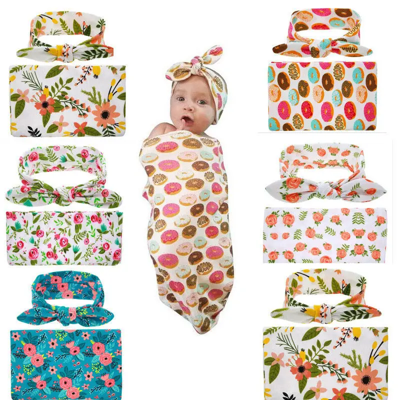 

Пеленка PUDCOCO Cute для малышей, с цветочным узором, комплект из 2 предметов, Хлопковое одеяло для младенцев, пеленка, спальный мешок, одеяло s