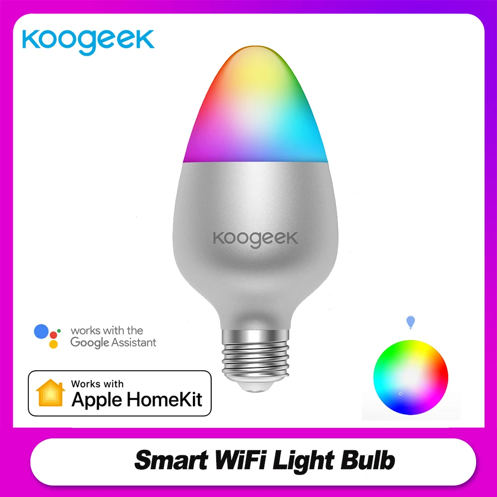 Смарт розетка Koogeek Wi Fi светильник лампочка E27 8 Вт Цвет светодиодные лампы с