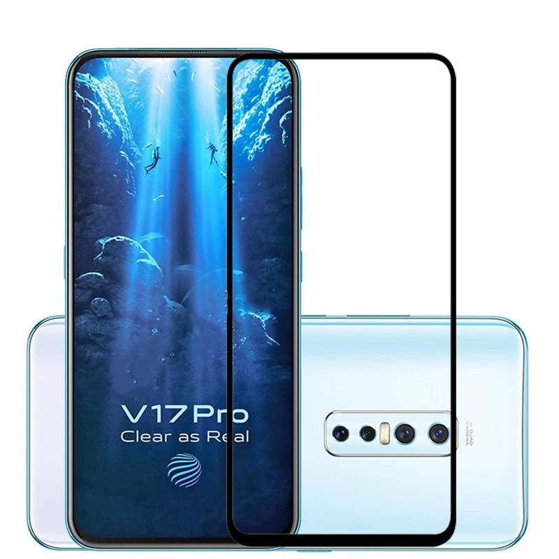 Vidrio templado de cobertura completa para Vivo V17 Pro, Protector de pantalla para Vivo V17 Pro, HD, con pegamento completo-1