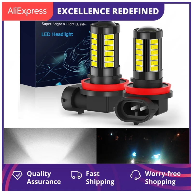

2 шт., светодиодные противотуманные фары H11 H8 H16jp Hb4 Hb3 9006 9005 H9 H10 5630 Smd 6000 лм k 12 В