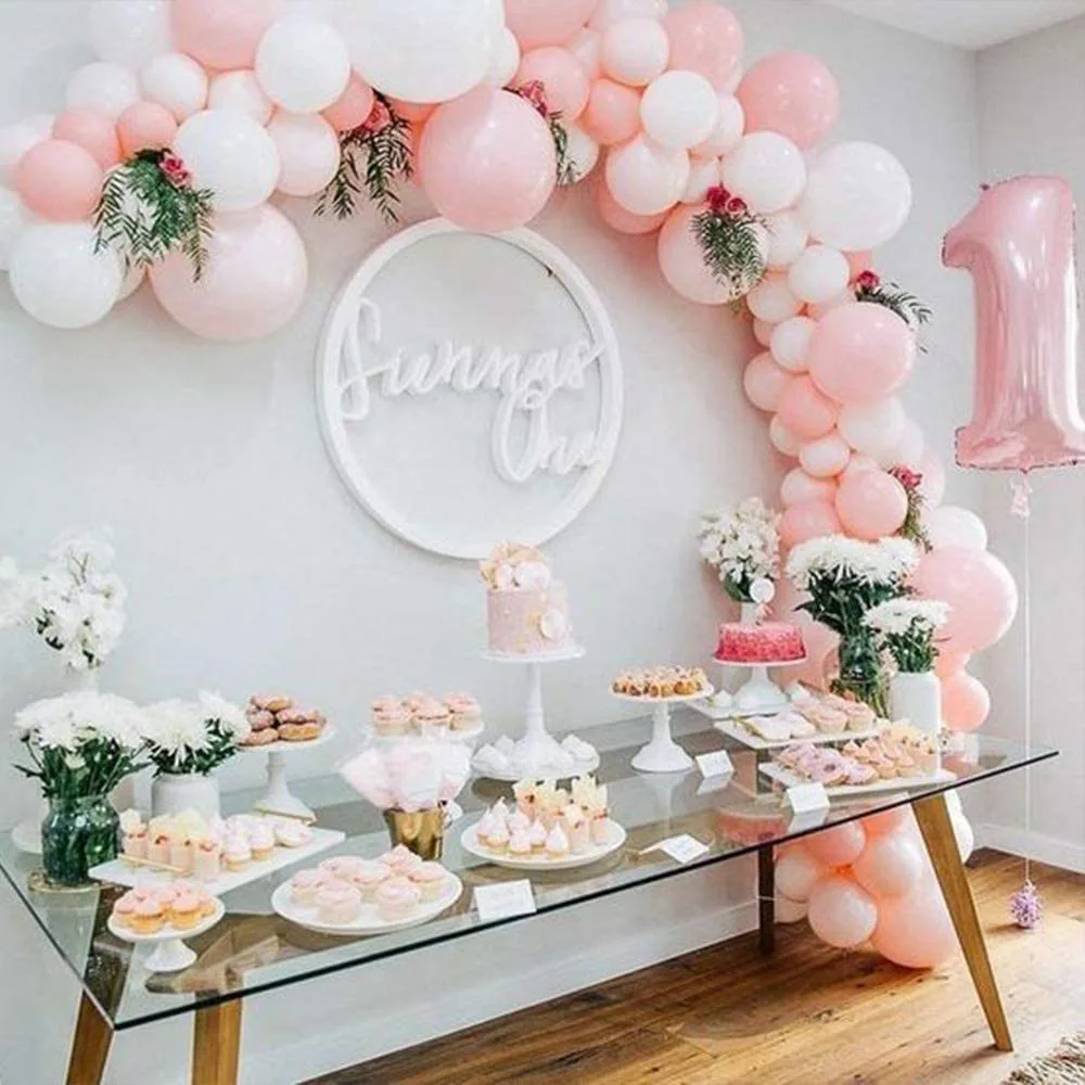 

Набор из белых и розовых воздушных шаров арочный комплект свадебные шары для украшения гирлянды для детского праздника на 1-й день рождения,...