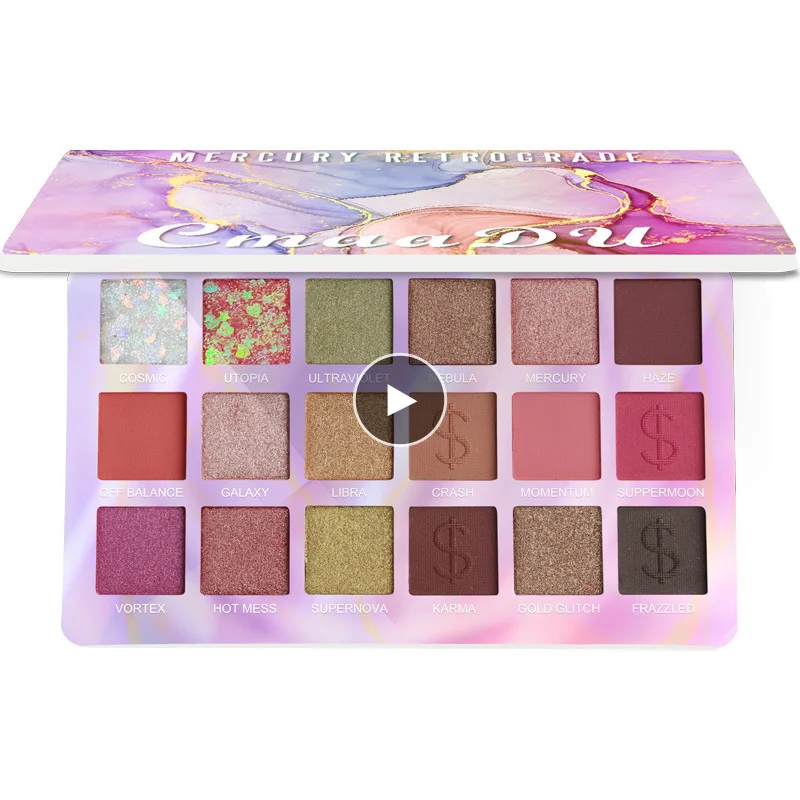 Палитра теней для век с блестящими блестками 18 цветов матовая водостойкая